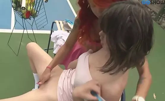 Brunette Tongue Devours Spread Redhead Lesbian